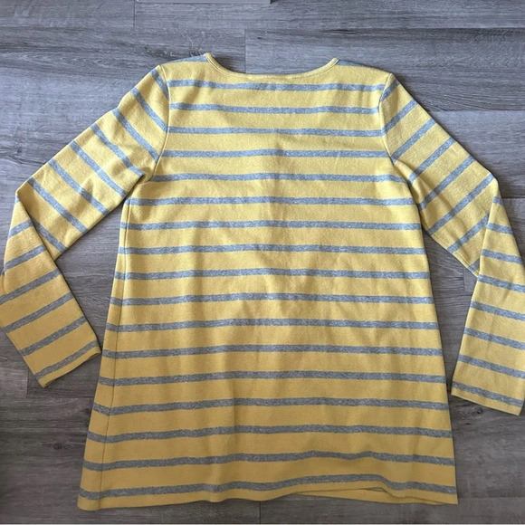 Soft Surroundings Striped Blouse Yellow and Gray Button Down Dramatic Spring - Picture 3 of 7